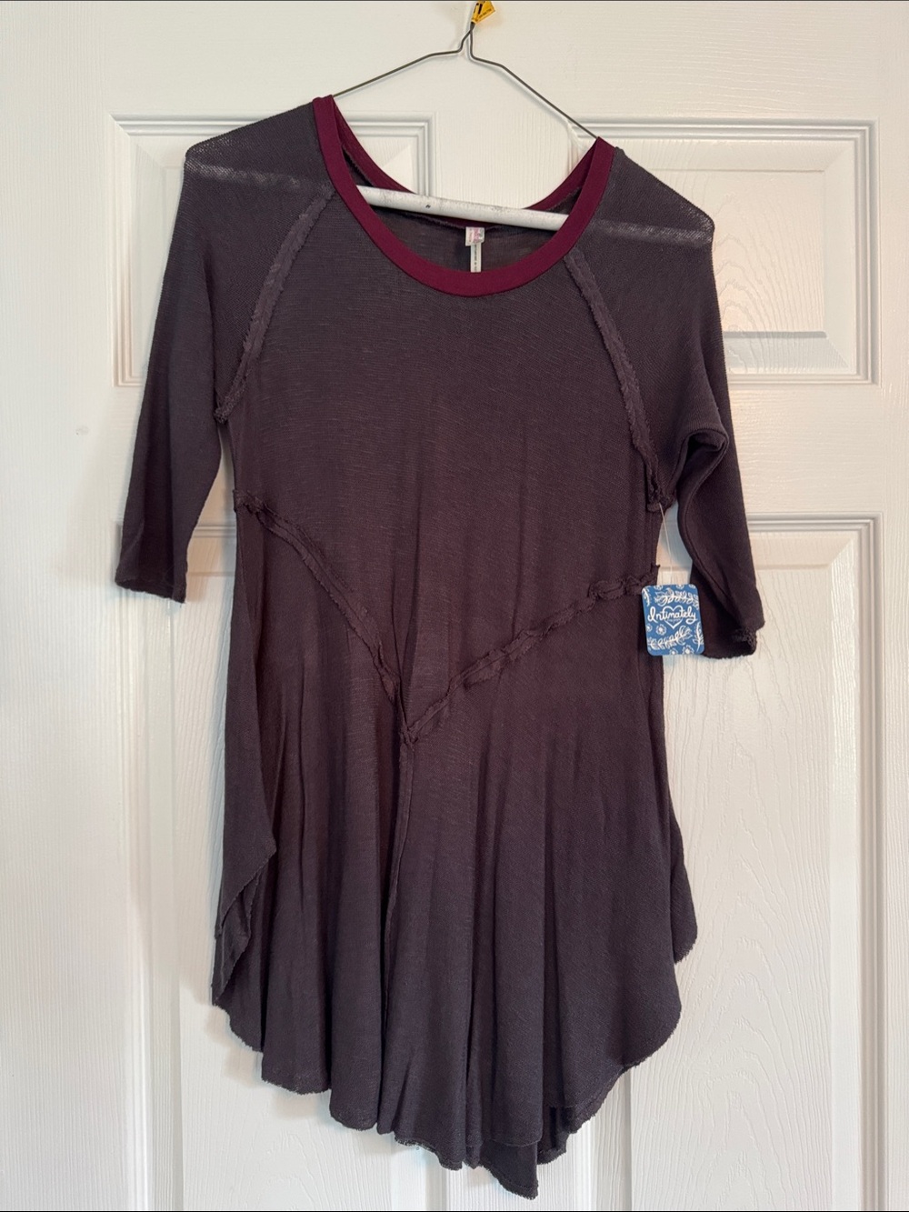 Free People Grey with Tunic with Maroon Neck Trim